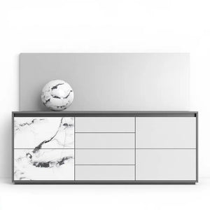 Credenza dal profilo contemporaneo, bianco, per la casa