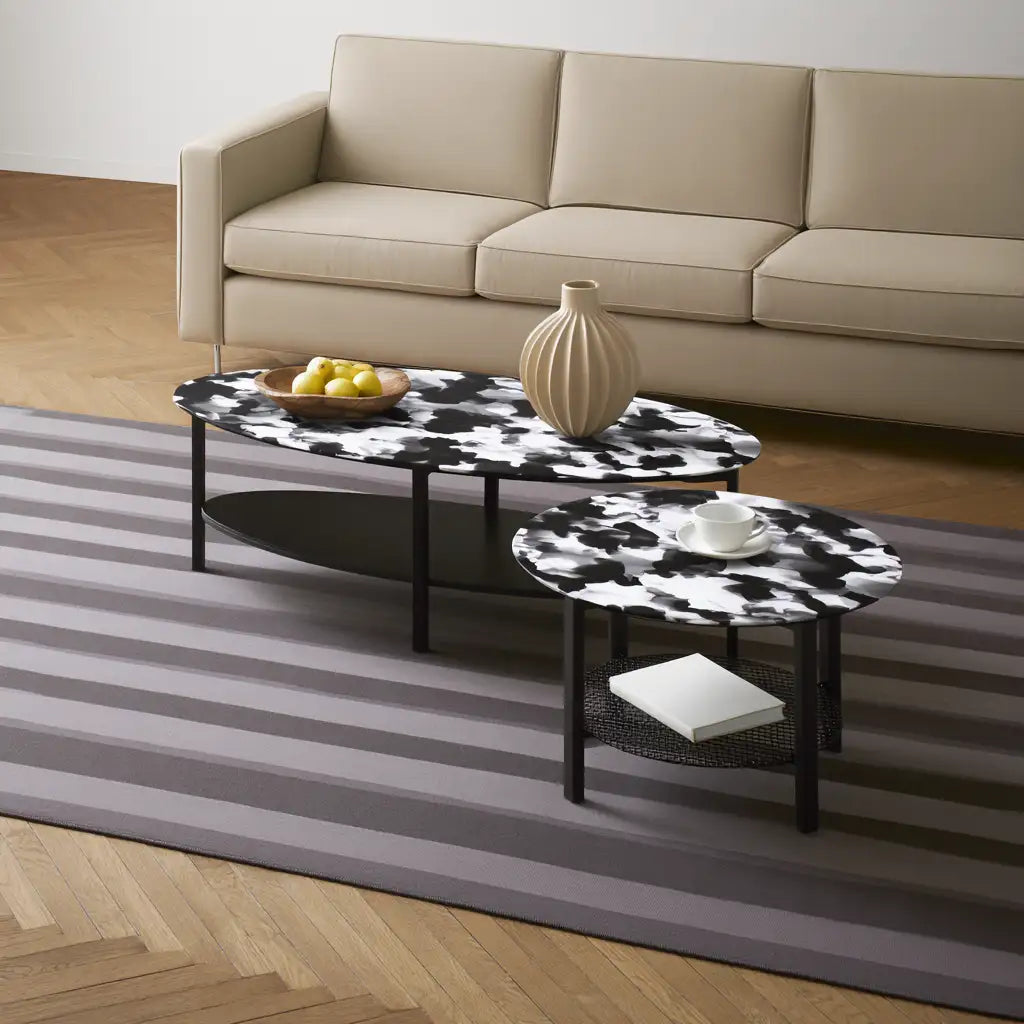 Set di tavolini da salotto dal design essenziale, nero, per la casa