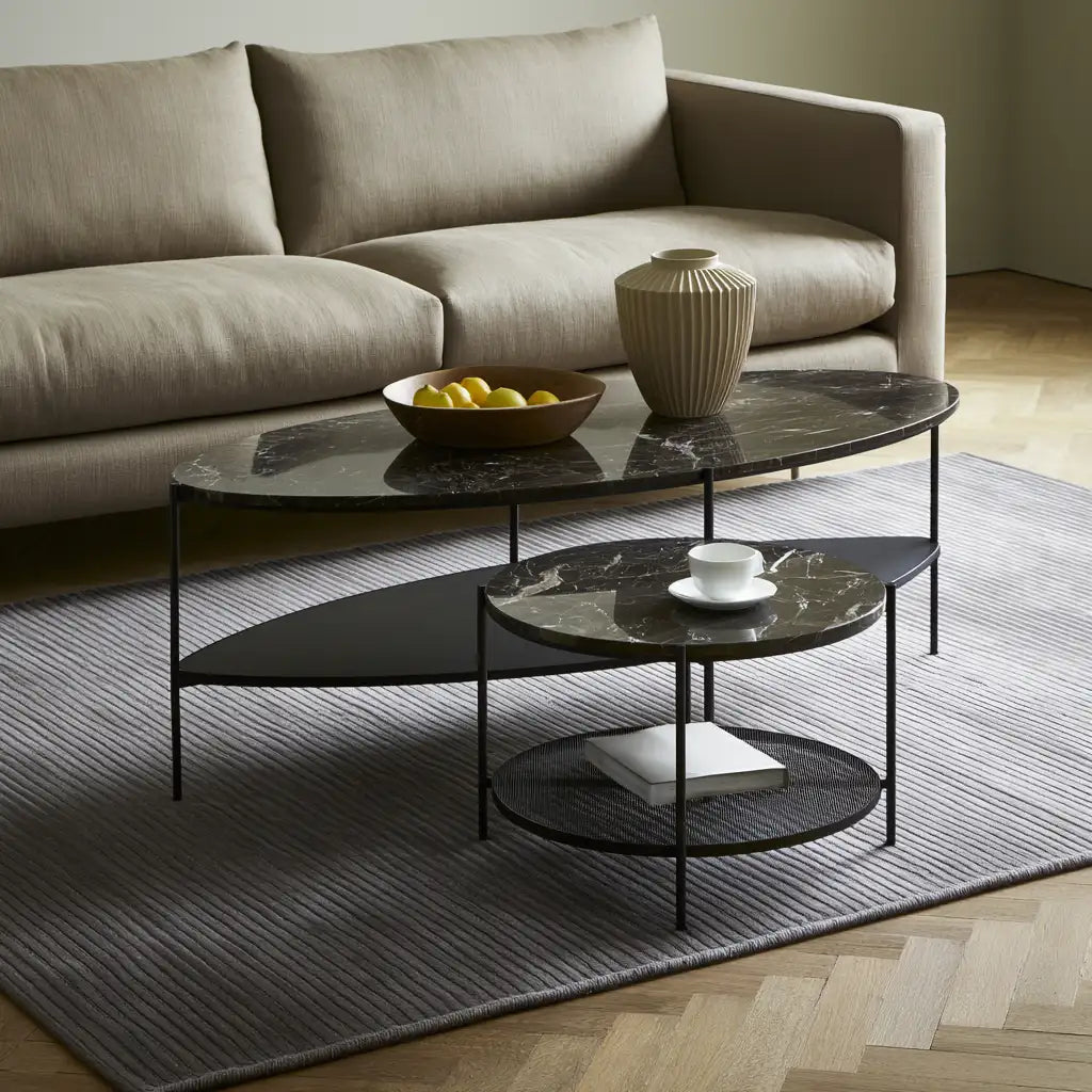 Set di tavolini da salotto dalle linee moderne, nero, per la casa