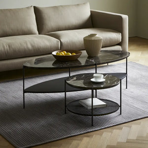 Set di tavolini da salotto dalle linee moderne, nero, per la casa