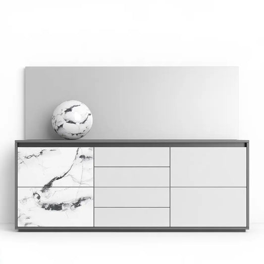 Credenza dal profilo contemporaneo, bianco, per la casa