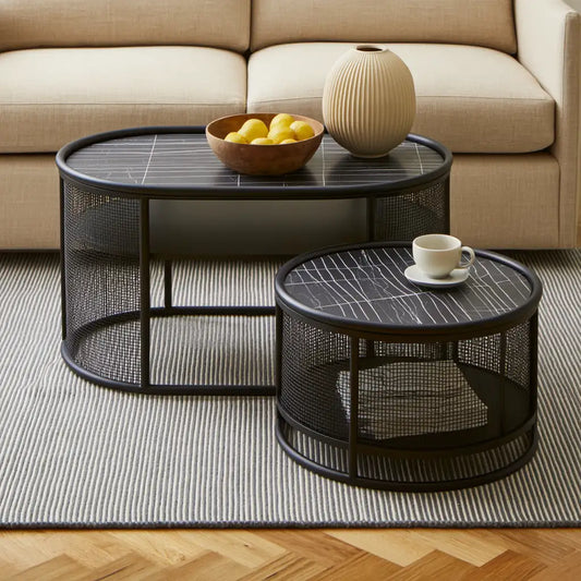 Set di tavolini da salotto dalle linee moderne, nero, per la casa